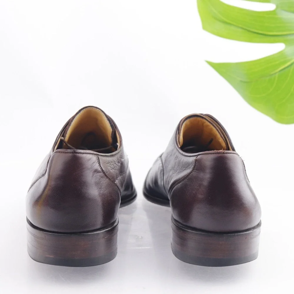 Magnanni Mens Oxfords Size 46 13 Brown Leather Split Toe Apron Toe Dress Shoes